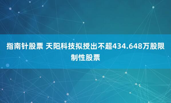 指南针股票 天阳科技拟授出不超434.648万股限制性股票