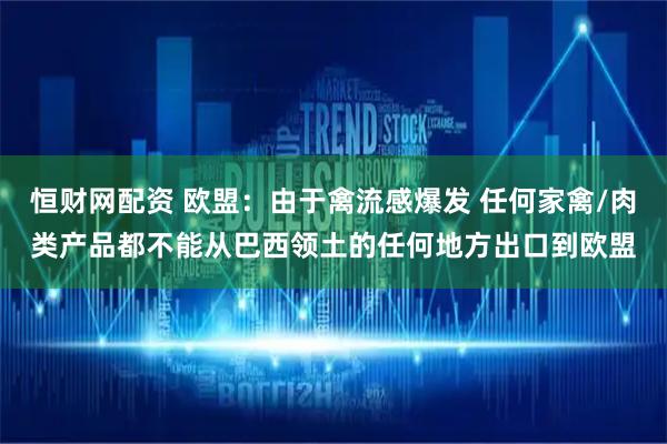 恒财网配资 欧盟：由于禽流感爆发 任何家禽/肉类产品都不能从巴西领土的任何地方出口到欧盟